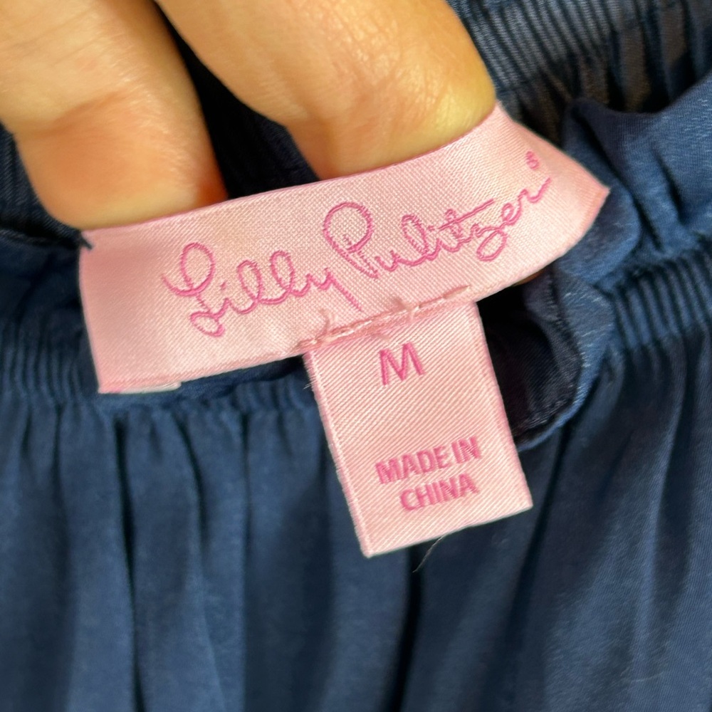 Lilly Pulitzer Dee Strapless Off Shoulder Navy | Color: Blue | Size: M - Picture 8 of 10